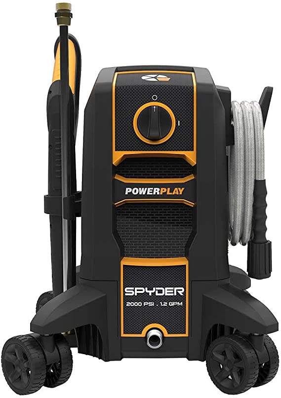 Powerplay Spyder 2000 PSI Electric Pressure Washer with 4-Wheel Steering and High Pressure Foam Cannon
