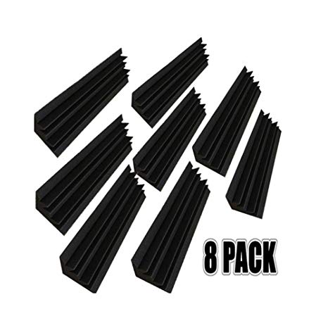 8 Pack of 4.6 in X 4.6 in X 19 in Black Soundproofing Insulation Bass Trap Acoustic Wall Foam Padding Studio Foam Tiles (8PCS, Black) (8pcs, Black)