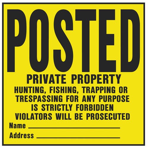 Hy-Ko YP-1 11" X 11" Plastic Private Property Sign, Yellow, Pack of 20