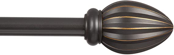 Kenney 5/8" Fast Fit Bailey Easy Install Curtain Rod, Oil Rubbed Bronze, 36"-66"