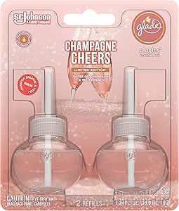 Glade PlugIns Refills Air Freshener, Scented and Essential Oils for Home and Bathroom, Champagne Cheers, 1.34 Oz, 2 Count