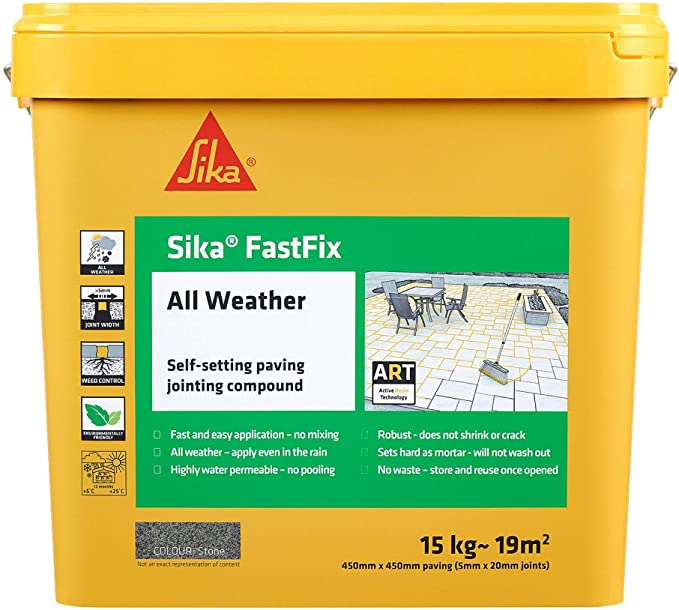 Sika FastFix All Weather Self-Setting Paving Jointing Compound, Stone, 15 kg - 19 sq.m