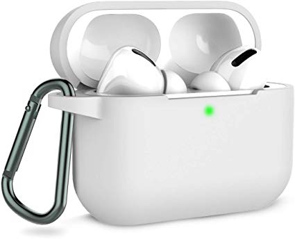 Coffea AirPods Pro Case with Keychain, AirPods 3 Protective Cover Silicone Case for AirPods Pro Charging Case (Front LED Visible) (Pure White)