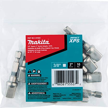 Makita E-01622 Impact XPS™ 3/8" Square 2" Socket Adapter, 10/pk, Bulk