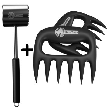 Tenderizer Mallet   Pulled Pork Shredder Claws - STRONGEST BBQ MEAT FORKS - Shredding Handling & Carving Food - Claw Handler Set for Pulling Brisket from Grill Smoker or Slow Cooker - Barbecue Paws