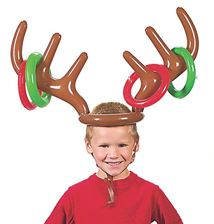 Fashionclubs Christmas Party Inflatable Reindeer Antler Hat Ring Toss Game
