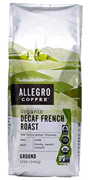 Allegro Coffee Decaf Organic French Roast Ground Coffee, 12 Ounce