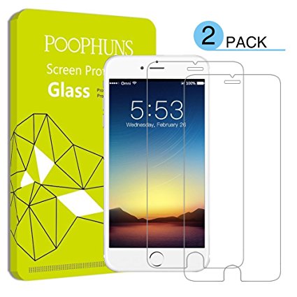 iPhone 6 Plus/6S Plus Screen Protector, POOPHUNS 2-pack Tempered Glass Screen Protector for iPhone 6 Plus/6S Plus 5.5'', 9H Scratch, High Definition, 3D Touch Compatible, Easy Installation