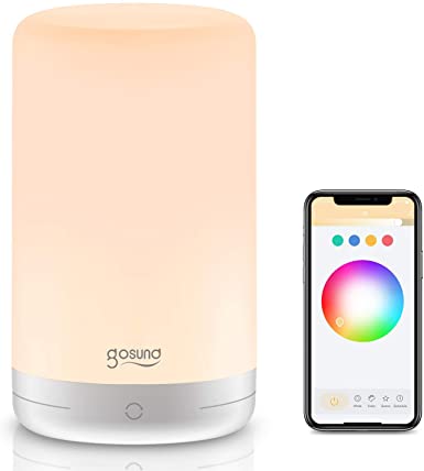 Smart Table Lamp, Gosund WiFi Touch Bedside Lamp with Micro-USB Port, Small Nightstand Lamp Works with Alexa Google Home, App Control, Dimmable and Color Changing RGB Led Night Light for Bedrooms