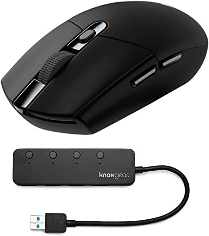 Logitech G305 Lightspeed Wireless Gaming Mouse with Knox 3.0 4 Port USB HUB Bundle