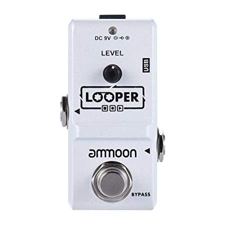 ammoon Electric Guitar Effect Pedal Looper True Bypass Unlimited Overdubs 10 Minutes Recording with USB Cable