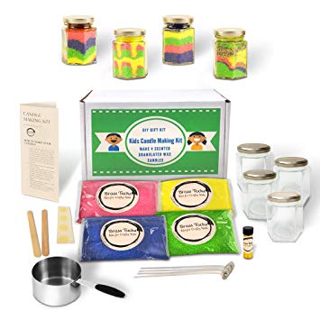 Kids Candle Making Kit- Make 4 Scented Granulated Wax Candles- Complete Beginners Set - Great for Parties, STEM Kits, Kids Crafts