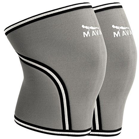 Pair of Knee Compression Sleeves Neoprene 7mm for Men & Women for Cross Training WOD, Squats, Gym Workout, Powerlifting, Weightlifting by MAVA SPORTS