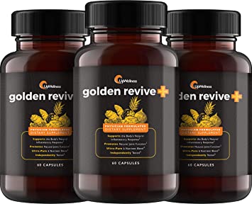UpWellness: Golden Revive   - Joint Pain Relief with Quercetin, Magnesium, and Turmeric - 3 Pack - 6 Active Ingredients for Musculoskeletal Support - Joint and Muscle Care - Physician Formulated