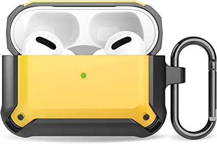 ProCase AirPods Pro 2019 Case Cover, Shockproof Scratch Resistant TPU Carrying Case with Keychain for AirPods Pro Charging Case 2019 3rd Gen [Front LED Visible] -Black Yellow