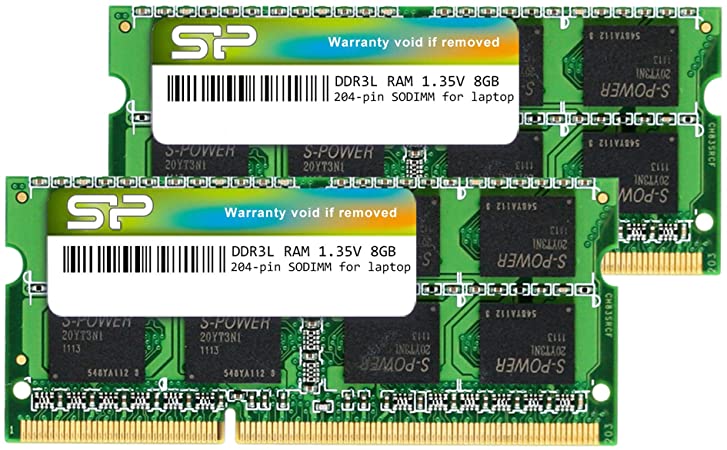 Silicon Power Hynix IC Compatible for Apple DDR3 DDR3L 16GB (2 x 8GB) RAM 1600MHz (PC3 12800) 204 pin CL11 1.35V Non ECC Unbuffered SODIMM Laptop Memory Module - Low Voltage