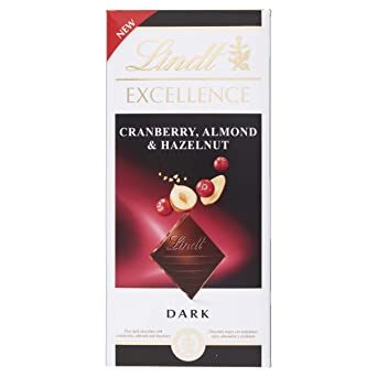 Lindt Excellence Cranberry Almond & Hazelnut Dark Chocolate Bar, 100g
