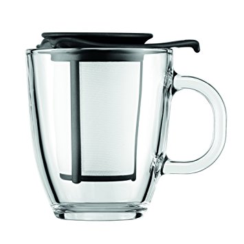 Bodum Yo-Yo Set Mug and Tea Strainer, 10-Ounce, Black