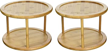 Greenco Premium Bamboo 2 Tier Lazy Susan Turntable (Two Pack)