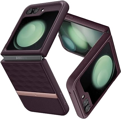 Caseology Parallax [3D Ergonomic Design] Protective Case Compatible with Samsung Galaxy Z Flip 5 Case (2023) - Burgundy