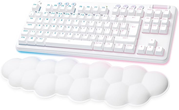 Logitech G G715 Wireless Mechanical Gaming Keyboard with LIGHTSYNC RGB Lighting, LIGHTSPEED, Tactile Switches (GX Brown) and Keyboard Palm Rest, PC and Mac Compatible - White Mist