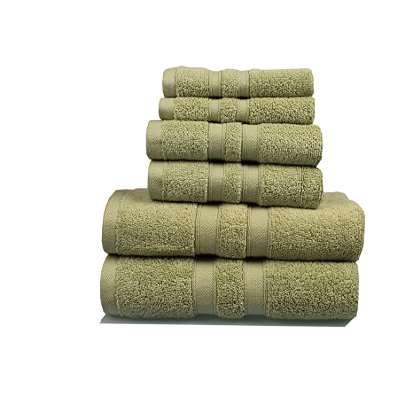 Feather Touch 6 Piece Towel Set (Sage); 2 Bath Towels, 2 Hand Towels and 2 Washcloths - Cotton - Machine Washable, Hotel Quality, Super Soft and Highly Absorbent
