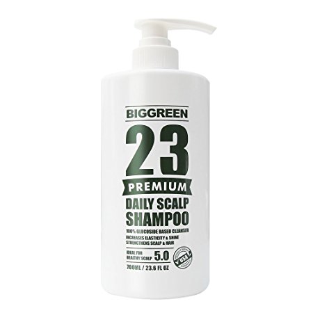 Big Green 23 Premium Daily Scalp Shampoo 23.6 fl oz-Natural Plant Based-Sulfate Free-Helps Relieve Dry Scalp-Helps Relieve Redness & Itchiness-Increase Shine-Dry, Normal, Oily Scalp and Fine Hair.
