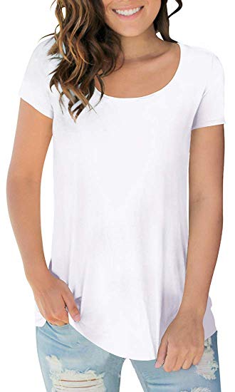 Sousuoty Women's Short Sleeve Scoop Neck T Shirt Casual Tops