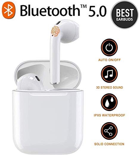 Bluetooth Earbuds, White Wireless Earbuds in Ear Headphones Noise Cancelling Headsets Compatible with iPhone 11 XR X 8 8p 7 7P 6 6P, Samsung Galaxy S9 Huawei & Other Apple Airpods Android/Iphone (i11)