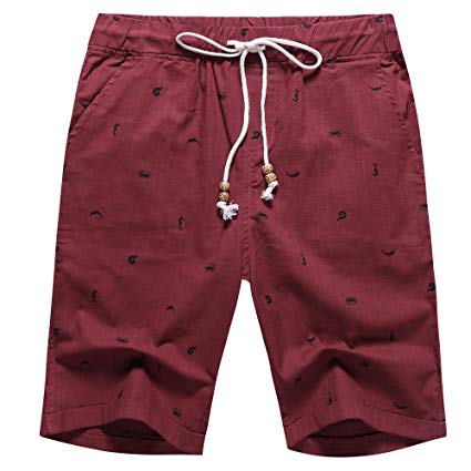 Boisouey Men's Linen Casual Classic Fit Short