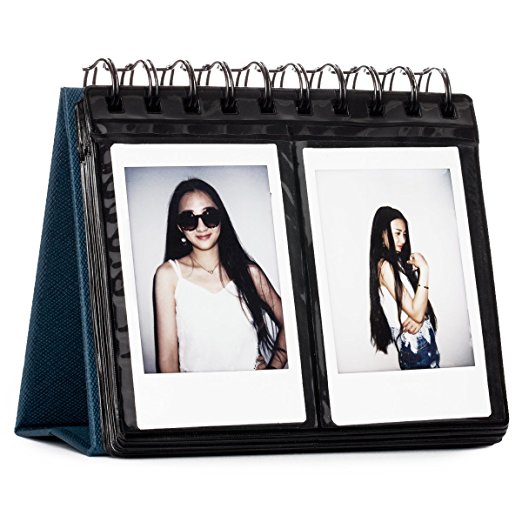 CAIUL 68 Pockets Desk Calendar Style Photo Album for Fujifilm Instax Mini 7s 8 8  9 25 26 50s 70 90 Films (Navy Blue)