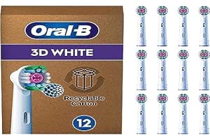 Oral-B Pro 3D White Electric Toothbrush Head, X-Shaped Bristles and Unique Polishing Cup for Teeth Whitening and to Remove Surface Stains, Pack of 12 Toothbrush Heads, Suitable for Mailbox, White