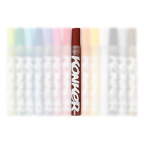 Konker Colors Acrylic Paint Markers - Endlessly Refillable - Permanent Artist Pigments - Opaque Matte Finish - Safe & Non Toxic - for Rocks Metal Wood Canvas Glass Paper Fabric - 2mm - Brown