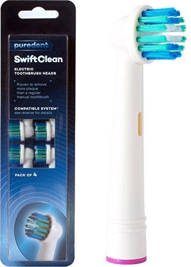 Electric toothbrush replacement heads | compatible with Oral B | SwiftClean by Puredent | pack of 4