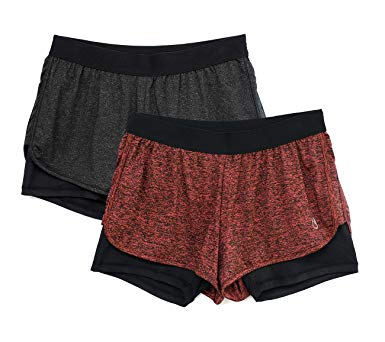 icyzone Running Yoga Shorts for Women - Activewear Workout Exercise Athletic Jogging Shorts 2-in-1