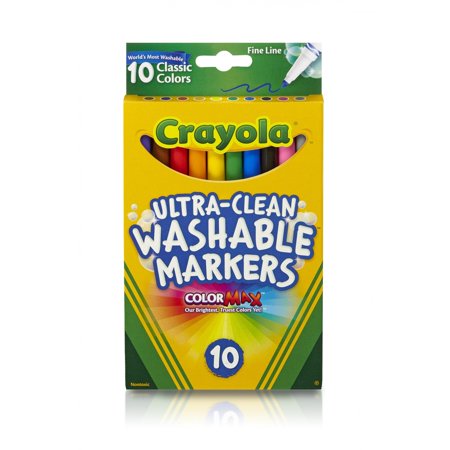 Crayola Ultra Clean Classic Fine Line Marker, 10 Count