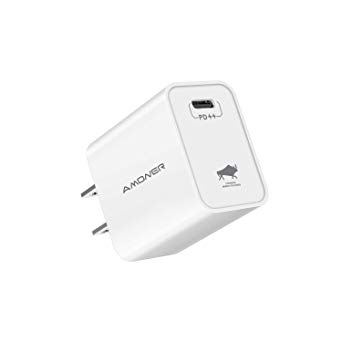 USB C Charger, Amoner 18W PD 3.0 Type-C Fast Charging Adapter Compatible with iPhone 11/11Pro/11 Pro Max/Xs Max/XR/X/ 8 Plus, iPad Pro, Google Pixel 3a/ XL, Galaxy S10 / S9 , LG V50