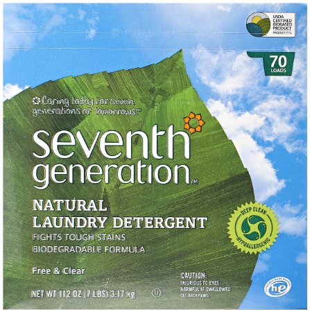 Seventh Generation Powder Laundry Concentrated, Free and Clear, 112-Ounce (Packaging May Vary)