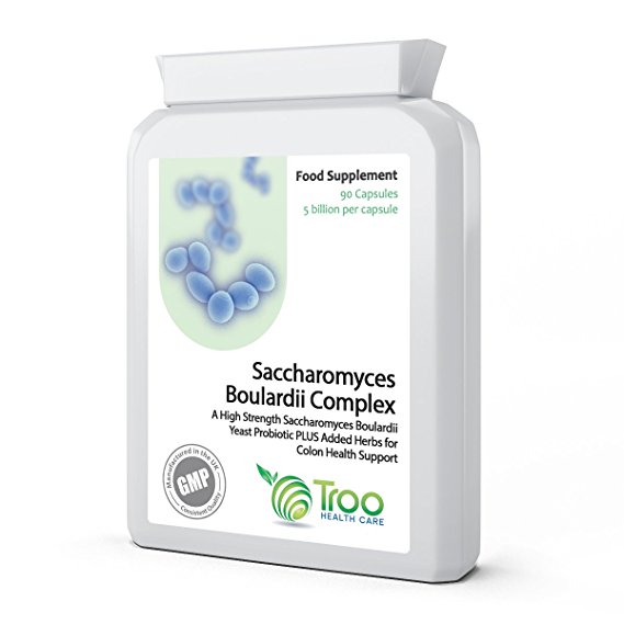 Saccharomyces Boulardii 90 Capsules - 5 Billion cfu Probiotic Supplement with added Olive Leaf, Biotin and Vitamin D