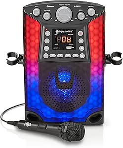 Singing Machine Kids SML633 CDG Karaoke Machine with Bluetooth, one Wired Microphone, and synchronizing Multi-Colored LED Lights, Black