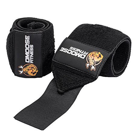 Wrist Wraps by DMoose Fitness – Premium Quality, Strong Velcro, Thumb Loops, Double Stitching – Maximize Your Weightlifting, Powerlifting