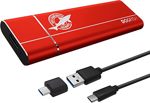 Dogfish Portable External SSD 128GB Ngff 2242/2260/2280 Red Aluminum USB 3.1 Type C Ultra-Light External SSD Mini Portable Solid State Drive for Mac Windows Android Linux