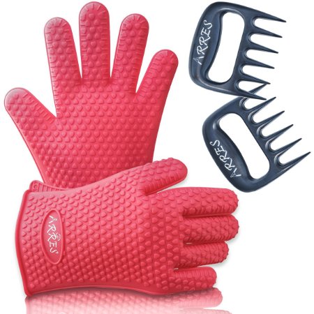 Barbecue Gloves & Pulled Pork Claws Set ? Silicone Heat Resistant Grilling Accessories & Home Kitchen Tools For Your Indoor & Outdoor Cooking Needs ? Use as BBQ Meat Turner or Oven Mitts