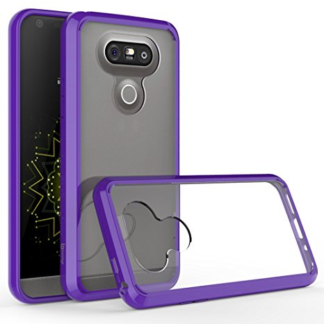 LG G5 Case, Bastex Slim Fit Shock Absorbing Flexible Clear Hard Rubber Fused Purple Bumper TPU Case Cover for LG G5