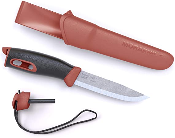 Morakniv Companion Spark 3.9-Inch Fixed-Blade Outdoor Knife and Fire Starter, Red, One Size (M-13571)