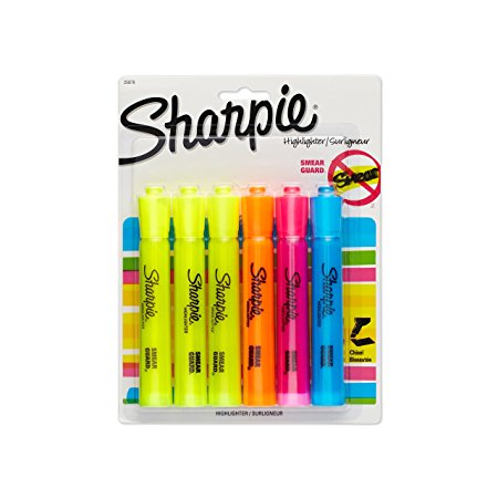 Sharpie Accent Tank-Style Highlighters, 6 Colored Highlighters (25876PP)