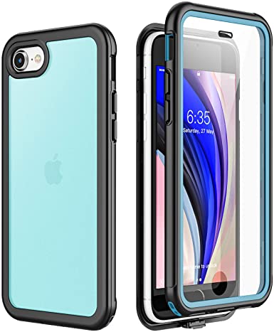 Singdo iPhone SE 2020 Case iPhone 7/8 Case,Matte Clear Full Body Built in Screen Protector Multi-Directional Bumper Heavy Duty Rugged Dropproof Cases for iPhone SE 2020/8/7 4.7 inch (Blue)