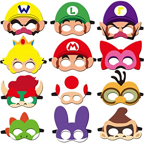 For Super Mario Masks Party Favors Supplies for Boys and Girls Soft Felt 12 Different Types