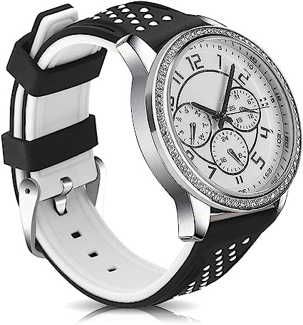 Narako Quick Release Silicone Watch Bands Divers Model Replacement Rubber Watch Strap 20mm 22mm 24mm 26mm Waterproof dot Bicolor Silver Buckle for Men and Women Sport (24mm, White)