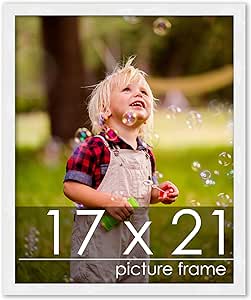 Poster Palooza 17x21 Contemporary White Wood Picture Frame - UV Acrylic, Foam Board Backing, & Hanging Hardware Included!